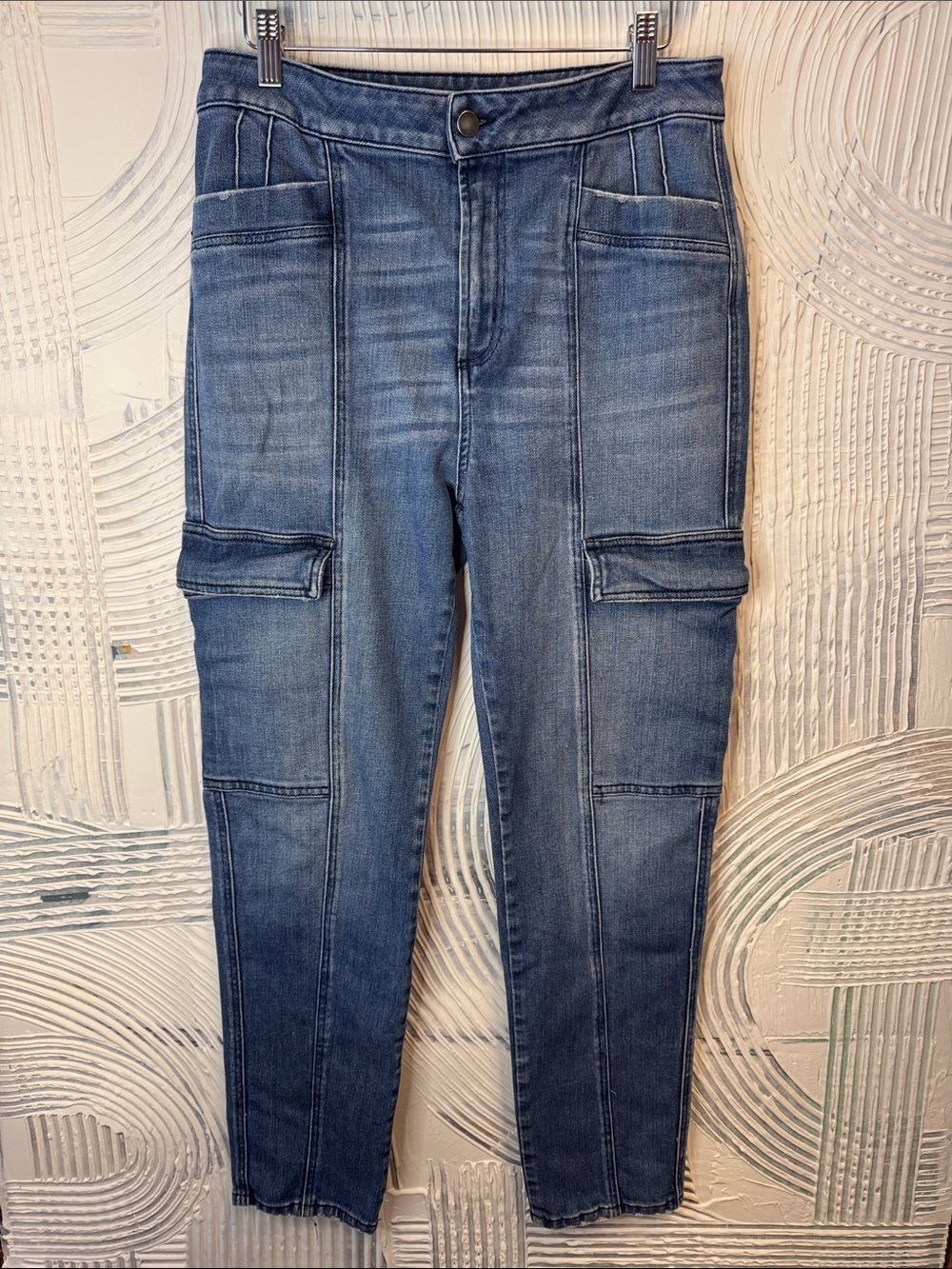 Wrap London blue denim jeans with zipper detail N0488
